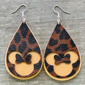 NEW Cute Cheetah Leopard Minnie Mouse Earrings
